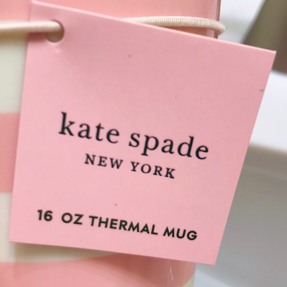 🆕🔥RARE KATE ♠️SPADE 16 FL OZ.SUPER CUTE&REALLY BEAUTIFUL 2TONE STRIPED TUMBLER - Picture 5 of 16